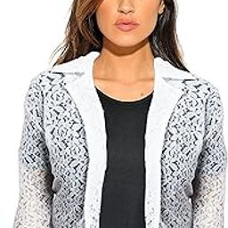 Women 3/4th Sleeve Coat Style Cotton Blend Shrug for Women (Color: White)-18