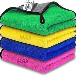 MAX Microfiber Cloth for Car Cleaning (800 GSM, Pack of 4, Size: 30 x 40 cm) Double Sided, High Density, Extra Thick Plush Towel for Car Detailing, Cleaning, Washing and Polishing, Color: Multi-colour-image-30