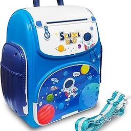 VGRASSP Modern Money Safe Musical Piggy Bank Toy for Kids and Adults - The Mini ATM with Number Password and Touch Sensor Feature for Saving Real Money and Cash Coins (Space Blue)-4