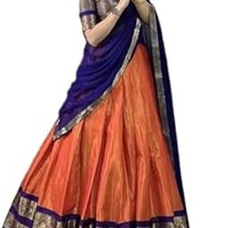 Divine Threads South Indian Lehenga Saree with Art Silk Dhavni_Kaju Orange 11_06_0400--picture-30