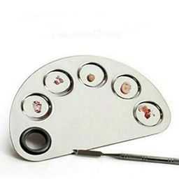 Stainless Steel Cosmetic Makeup Mixing Plate with Spatula Tool-44