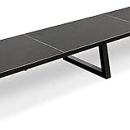 INDIAN DECOR XL652 Classic Black 42 inch Dual Monitor Riser,Long Monitor Stand for 2 Monitors, Wood and Steel Monitor Stand with Storage Large TV Riser Computer Laptop Stand for Office-17