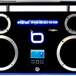 Bumpboxx Bluetooth Boombox Freestyle Pro Black | Old School Wireless Boombox with Bluetooth Speaker | Includes Rechargeable Battery for 9 Hours of Music, Remote & Wireless Microphone | Black-image-6