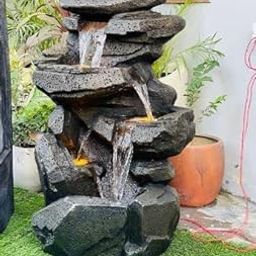 Holiness Craft Water Fountain Double Spiral Rock Look Fiber Water Fountain for Living Room Home Decor Garden Patio Deck Porch - Yard Art Decoration Gift Gifting with LED Lights Water Pump-image-5