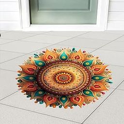 Design Decor Diwali Self Adhesive Vinyl Floor 3D Rangoli Stickers - Mandala for Festival (Multicolour, 18 x 18 Cm)-18
