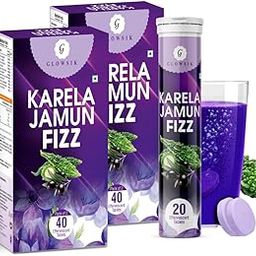 Glowsik Ayurvedic Karela Jamun Tablets 80 Effervescent Tablets Herbal Diabetes Management for Blood Sugar Control | Promotes Healthy Glucose Levels & Digestive Health Ayurvedic Effervescent Drink-image-93