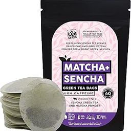 The Tea Trove Japanese Matcha Green Tea Bags-40 Eco-Friendly Matcha Tea + Sencha Green Tea Bag In Resealable Pouch- Belly Fat Tea For Women & Men,0.06 Kg-image-97