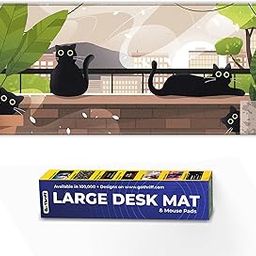 Skiditos Cat Balcony (Green) - 60x30CM Extended Mouse Pad Mat for Gaming Desk, Laptop, Computer, Office Accessories, Dynamic Motion, Large Size for PC & Desktop Use - Perfect for Mouse & Keyboard!-26
