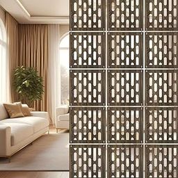 RANDOM Hanging Wood Room Divider Comes in 12-Panel with Hook Connectors Perfect for Living Room Office Mandir Partition & Home Dcor (RSD-8128)-image-85