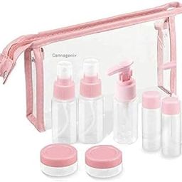 Multi Purpose Clear Plastic Portable Empty Travel Refillable Cosmetics Pressing Spray Toiletries Liquid Containers Bottles & Jar (9 Pcs, Multi Color)-9