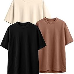 veirdo 100% Pure Cotton Drop Shoulder Oversized Baggy Fit Half Sleeve Plain Solid Round Neck Multicolor T-Shirt Combo for Men (Pack of 3) (Sizes S-2XL)-picture-3