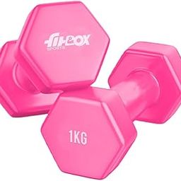 FitBox Sports Premium 2kg (1kg x 2) Vinyl Coated Cast Iron Dumbbells for Exercise & Fitness | Strength Training for Home Gym - Panther Pink-image-99