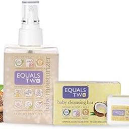 EQUALSTWO Baby Care Combo of Cleansing Bar (75 g x 2) + Baby Moisturizer (200ml) + Diaper Rash Oinment (50gm), All Skin Types, Hypoallergenic & Dermatologically Tested, Pack 3-20