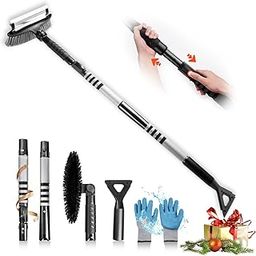 57" Extendable Snow Scraper for car, 3 in 1 ice scrapers and Snow Brushes with Squeegee for Car Windshield with Foam Grip and 270° Pivoting Brush Head for Car, Truck, SUV-picture-12