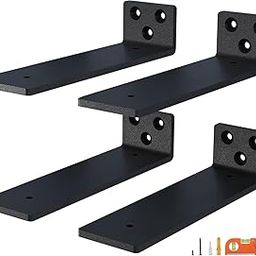 4-Pack 4 Inch Floating Shelf Brackets, Heavy Duty Hidden Shelves Bracket for Small Shelf, Kitchen Shelf, Nursery Shelf, Black Powder Coated Steel (Set of 4, 4 inch)-image-85