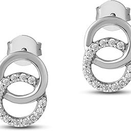 Elegant Brass Plated Minimal Double Ring Chain With Cubic Zircon White Stones With Earring Set|Pendant locket Stylish Delicate Pendant with Chain for Women & Girls-image-44