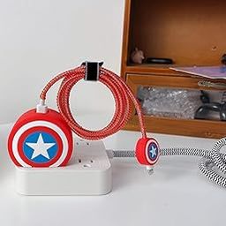 Like Star Protective Case Cover 4in1 Compatible with Apple 20W/18W iPhone USB-C Power Adapter Charger Protection Case & Wire Saver,3D Cartoon Character 360Degree Protection Cover(Captain America)-15