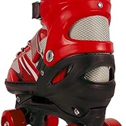 The Veryke Derby Unisex Child Roller Skates Shoes with Break(Red, L, rollerderbywheel)-image-31