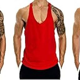 Men's Blank Stringer Y Back Bodybuilding Gym Tank Tops Pack of 3-image-38