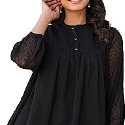 Women's Black Dobby Chiffon Solid Empire Top-picture-12