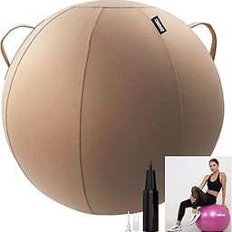 TechoFit 65cm Yoga Ball Chair with Fabric Cover – Anti-Burst Sitting Ball for Office, Pregnancy, Labor, Workout & Balance Training – Swiss Exercise Ball for Home & Gym (Purple)-image-29