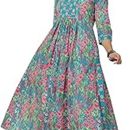 Women's Cotton Calf Length Printed Flared V-Neck Co-ord Set-image-42