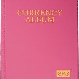 SPS 120 Pockets Currency Album for Notes, PU Leather Cover, Fits Large Currency Notes, (PINK)-18
