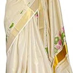 NINIKAA HOUSE OF TRADITIONS || Lotus Print Kerala Golden Tissue Kasavu Saree || FOR WOMEN & GIRLS-image-21