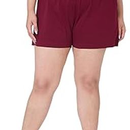 Women Plus Size Hot Pant Cotton Shorts Maroon-image-35