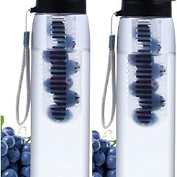 GOPI Infuse Plastic Water Bottle, 800 ml, Black, Set of 2 | Detox Bottle with Infuser Chamber | Leakproof Plastic Bottle with Wide Mouth Opening | Ideal for Gym, Office, Travel-23