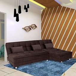 CASASTYLE - Gaiety 5 Seater Fabric RHS L Shape Sofa Cum Bed Set (Brown)-image-50