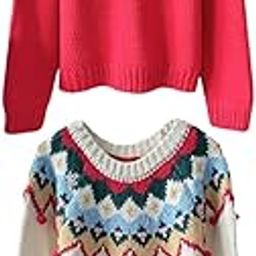Christmas Sweater Tops Crew Neck Long Sleeve Party Jumper Tops Women Sweater Red|Clothing Shoes & Accessories | Mens Clothing | Sweaters-image-70