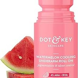 Dot & Key Watermelon Cooling Underarm Roll On | Odour & Sweat Controls | 4% AHA + BHA | Fresh Aqua Fragrance | Gently Exfoliates & Smooths Skin | For Men & Women | 50ml-0
