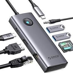 USB C Hub, ORICO 8-in-1 USB C Docking Station with 4K HDMI, 100W Power Delivery, 2 USB Port 5 Gbps, SD&TF, 3.5mm Audio, Gigabit Ethernet Type C Multiport Adapter (Grey)-image-75