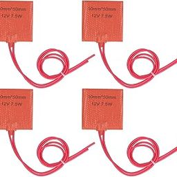 Restokki 4pcs Silicone Heater Mat Icstation Rubber Heating Mat 12V 7.5W Electric Blanket Flexible Mat Constant Temperature 200℃ Max 50X50mm-13