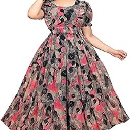Women's Cotton Floral Tiered Maxi Dress with Puff Sleeves – Lightweight Printed Long Dress for Casual Wear-picture-15