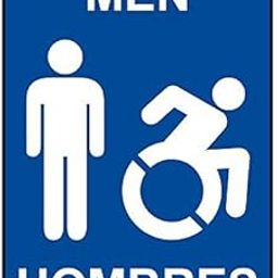 Weatherproof Plastic Vertical New York ADA Men - Hombres Accessible Restroom Sign with English & Spanish Text and Symbol-image-96