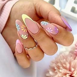 HALL OF NAILS 10 Pcs Artificial Reusable Press On Nail Set for Women/Girls, Fake Nails Set with Glue sticker, Mini filer, Nail Wipes, Cuticle Stick Design -515-image-90