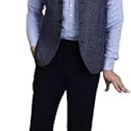 Men's Merino Textured Sleeveless Nehru Jacket with welt pockets (Blue)-13