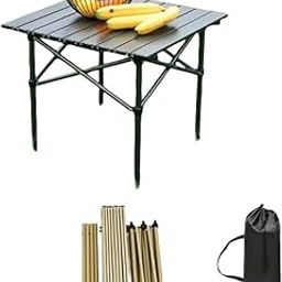 Portable Folding Outdoor Table, Gold Aluminium Frame, Table with Durable and Weather-Resistant Material, Suitable for Both Indoor and Outdoor Use (50cm-image-51