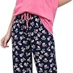 Women Nylon Printed T-Shirt with Drawstring Waist Relaxed Pajamas-image-65