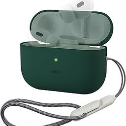 Oboe Soft Silicone Protective Case Cover Compatible with Apple AirPods Pro 2 Case with Anti-Lost Lanyard (Dark Green) [AIRPODS & Charging CASE NOT Included]-picture-9