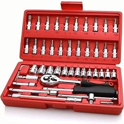 46 In 1 Pcs Tool Kit For Home Use Spanner Set Socket Set Wrench Set Bike Tool Kit Set Goti Pana Set-image-42