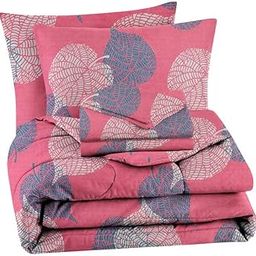 BSB HOME 220TC Microfiber Floral Printed AC/Mild Winter/Summer Comforter Quilt Set King Size Double Bed with 1 Flat bedsheet-90x100 inch and Two Pillow Covers II 4 Pcs Comforter Set-Light Pink-16