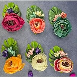 VRB Dec 12 pcs Handmade Flower for Gift Packing,Wedding Trousseau Packing,Gift Packing,Flowers,Flower Bunch for Hamper,Tray,Gift Decor.(Multicolor) (12 Pcs - Design 7)-image-4