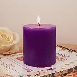 AuraDecor Highly Fragrance Pillar Candle | Scented Votive Candle | Home Decor Candle | Decoration Candle | Spa Candle Set of 1 (Lavender, 2.75x3 Inch)-image-2