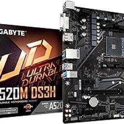 Gigabyte A520M DS3H (AMD Ryzen AM4/MicroATX/5+3 Phases Digital PWM/Gaming GbE LAN/NVMe PCIe 3.0 x4 M.2/3 Display Interfaces/Q-Flash Plus/RGB Fusion 2.0/Motherboard) DDR4-25
