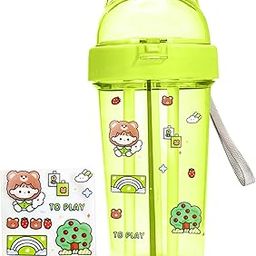 FunBlast Sipper Bottle for Kids - Baby Straw Sipper Bottle, Tumble with Straw and Sipper, Kids Bottles for Water, Milk, Cold Drinks and Juice, BPA Free Spill Proof Tumbler (420 ML) (Random Color)-17