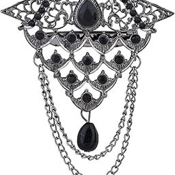Silver Oxidised Traditional Stone Drop Brooch for Groom/Men/Dulha-image-57