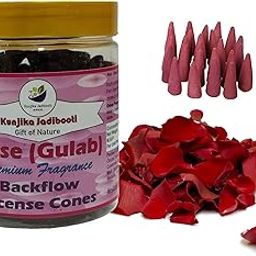 Premium Backflow Incense Dhoop/Cone | Scented Back Flow Smoke Cones | for Pooja, Rituals & Special Occassions, Smoke Fountain, Rose/Gulab Fragrance - 200 Gms (120 pcs approx)-1